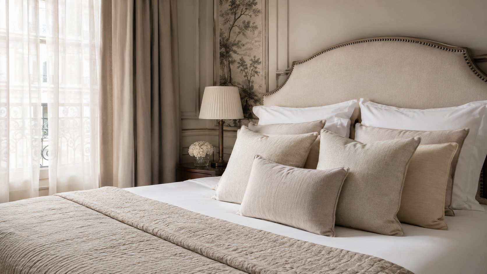 Bespoke blackout curtains and sheers in a high-end hotel room