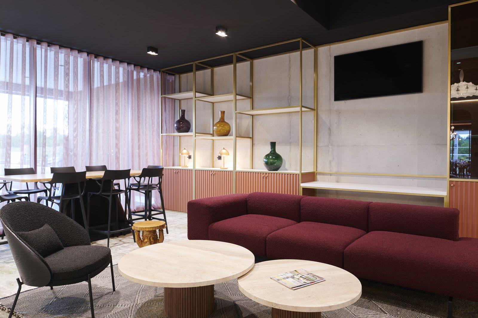 Mercure Quimper Kerlic, lounge et bar, voilages toute hauteur Grimpe Aux Rideaux